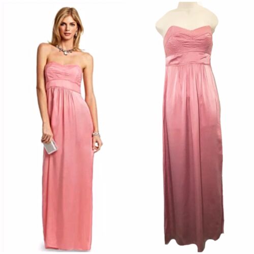 Cynthia Vincent 0 Pink Silk Gown Dress Column Empire Strapless $374