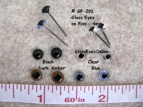 4 Pair 2mm, 3mm, 4mm, 5mm or 6mm Glass Eyes on Wire Pin needlefelt bear GP-201 - 第 11/13 張圖片