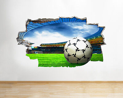 Q158 Football Stadium Sport Kids Smashed Wall Decal 3D Art Stickers Vinyl Room