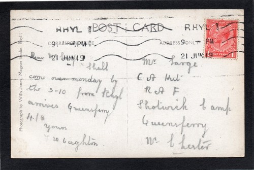 Postcard Rhyl Denbighshire Wales military band parade posted 1919 RP Wills Jones - Picture 2 of 2