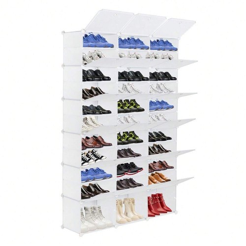 SUNROAD 12-Tier Portable 72 Pair Shoe Rack Organizer 36 Grids Tower Shelf - Picture 34 of 35