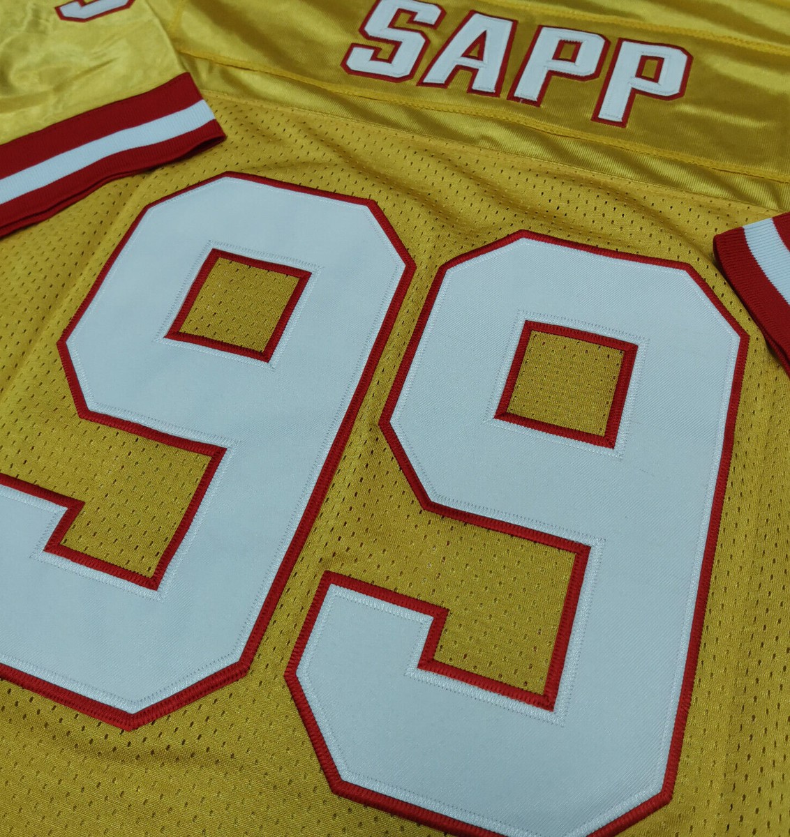 Vintage Warren Sapp #99 Buccaneers Throwback Yellow Stitched