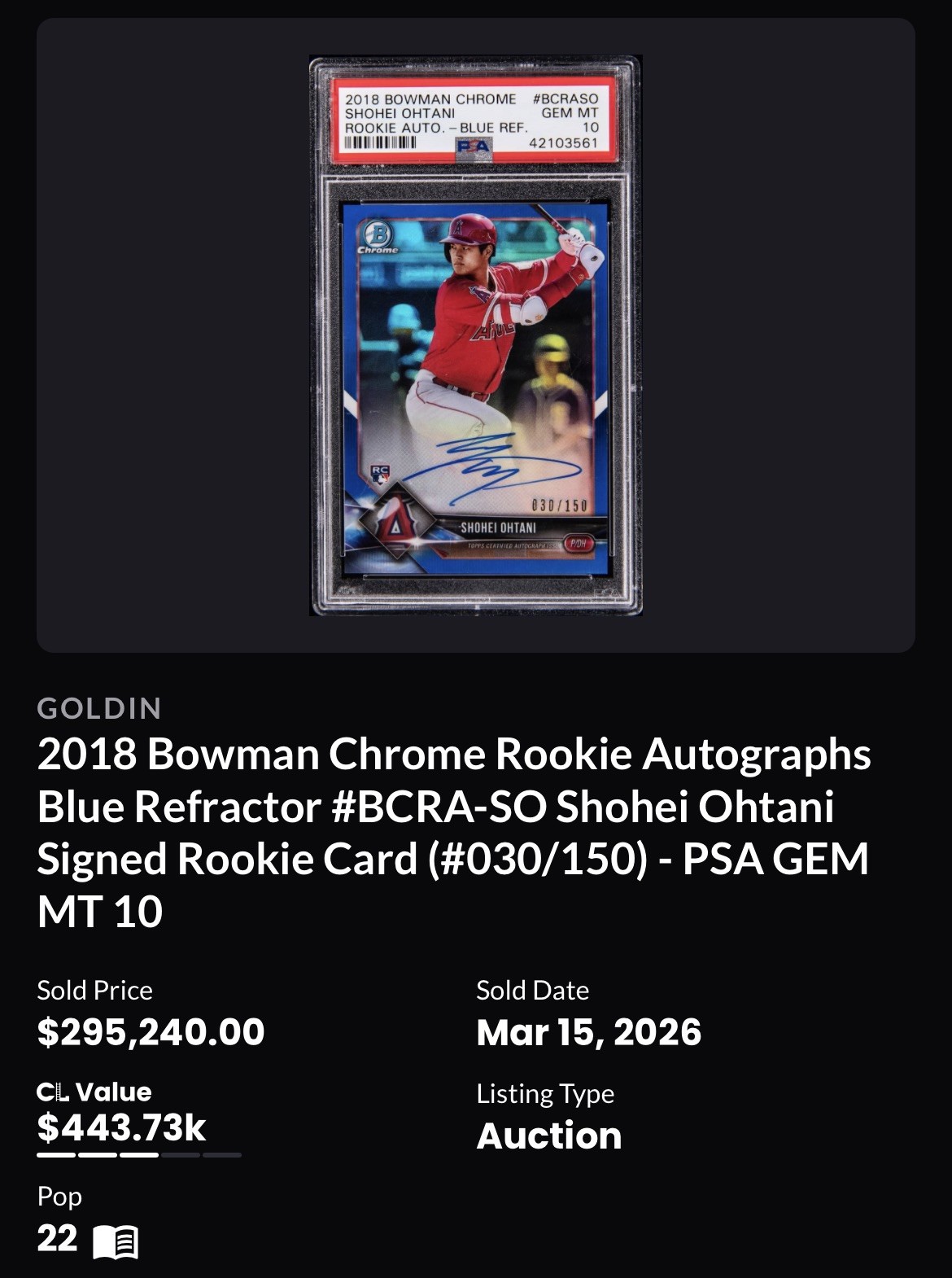 2018 Bowman Chrome Shohei Ohtani Green Refractor RC Auto PSA 9/9 Climbing Fast! view 4