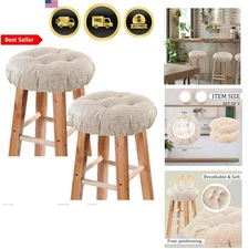 Bar Stool Covers Set of 2 Soft Nonslip Washable 12 Inch Beige