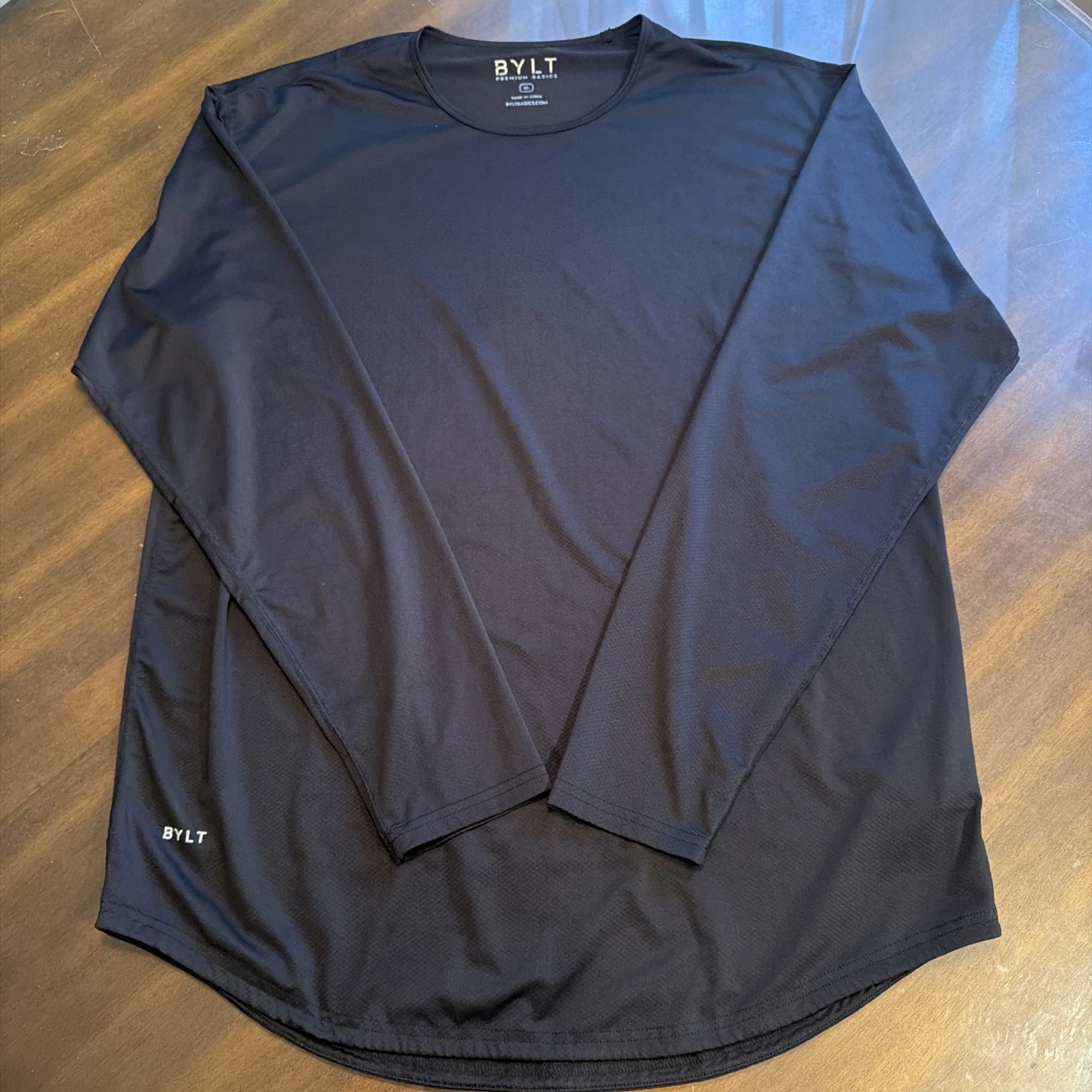 BYLT Drop Cut Long Sleeve Shirt Black Large Bylt Blend Stretch Golf Performance