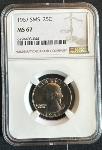 1967 SMS Washington Quarter - 25c - NGC MS 67 Graded