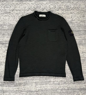 Stone Island Authentic Wool Knit Sweater Dark Green Sweatshirt Size Medium
