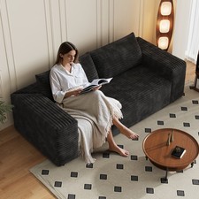 78.8" Boneless Cloud Loveseat Couch Deep Seat Sofa No-Assembly Plush Corduroy