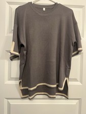 Women  s Gray And Cream Two Piece Set