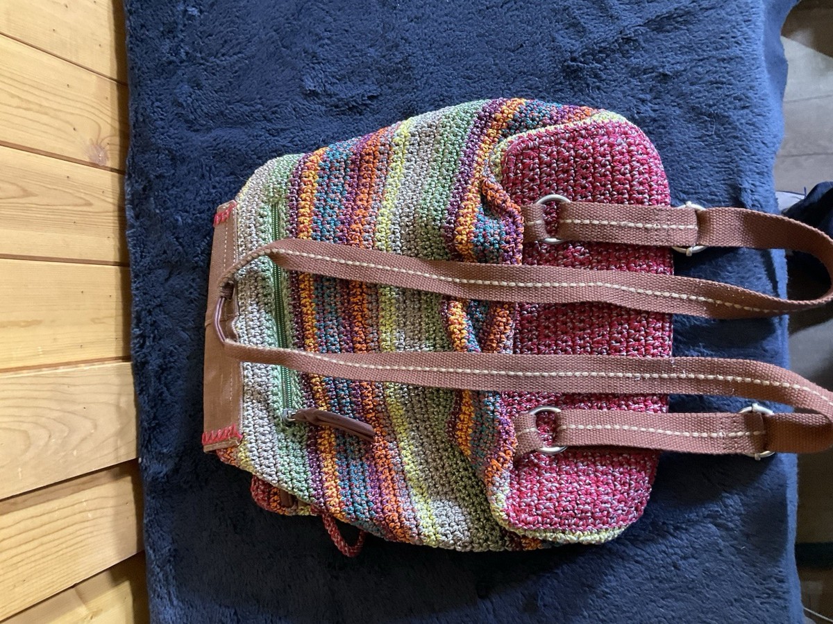 The Sac Avalon Convertible Backpack Rainbow Crochet Woven 