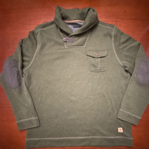 G.H. Bass, G.H. Bass & Co. Sweater shawl collar green L/XL vintage elbow patch button