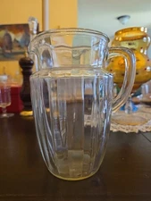 Clear Paneled Optic Pattern Depression Glass Pitcher .5 Gallon C. 1929-1939