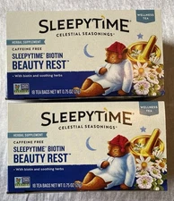 Lot Of 2 Celestial Seasonings Sleepytime Biotin Beauty Rest Tea, 18 Tea Bags Box