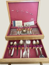 1847 Rogers Bros FLAIR Silverplate 60 Pc Silverware Flatware W/Box