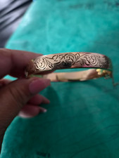 Vintage Gold Bangle Bracelet  1/5 9ct Gold With Metal Core