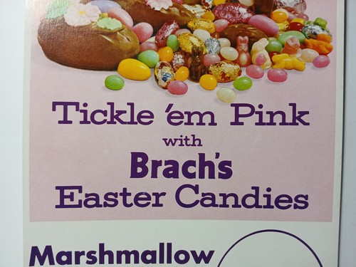 1962 1960s Vintage Easter Vintage Brach's Easter Candy Advertising Sign Boy Girl - Picture 11 of 20