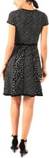 Donna Ricco Women's Short-Sleeve Sweater Dress (Medium, Black/Gold)