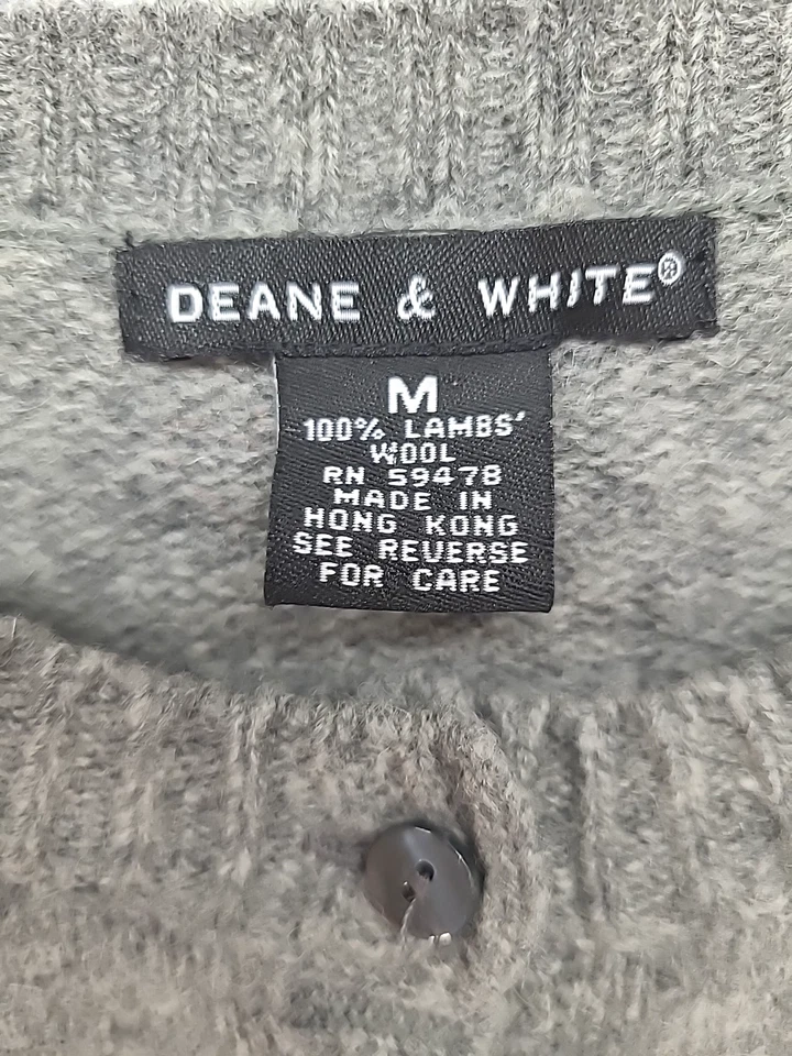 Deane & белый вязаный ягненка шерсти кардиган свитер женщин Sz M Fair Isle Cottagecore - Изображение 3 из 4