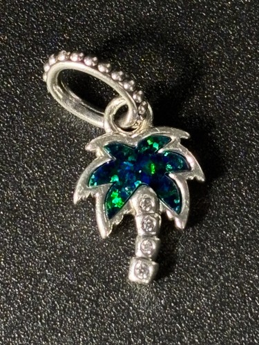 Pandora 925 Sterling Silver CZ Palm Tree Dangle Charm