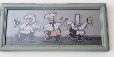 20'' x 8'' Joy Alldredge ''Balancing Act'' Print Framed Kitchen Chef Art