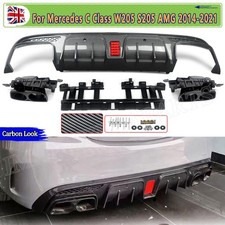 BS LIGTH STYLE FOR MERCEDES C CLASS W205 C63 AMG REAR BUMPER DIFFUSER TAILPIPES