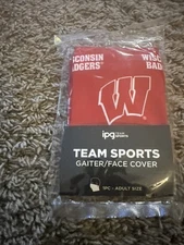 IPG Team Sports Gaiter/Face Cover featuring the Wisconsin Badgers logo and color