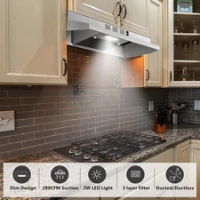 Range Hood 30 inch Under Cabinet, Stainless Steel Kitchen Vent Hood 280CFM, Buil