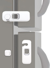 Child Proof Refrigerator Lock,2 Pack White Fridge Locks for Kids with Sticky Adh