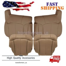 Front Bottom Top Leather Seat Cover Tan For 99-02 Chevy Silverado Gmc Sierra Front Bottom Top Leather Seat Cover Tan For 99-02 Chevy Silverado Gmc Sierra