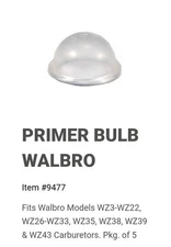Walbro Models WZ3-WZ22, WZ26-WZ33, WZ35, WZ38, WZ39 & WZ43 Carburetors Pkg. of 5