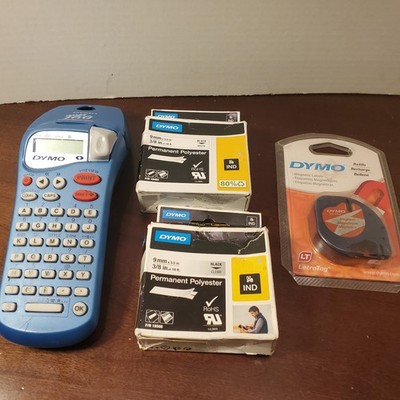 Dymo Letra Tag Battery Operated Blue Label Maker with 3 Labeling Tape Cassettes