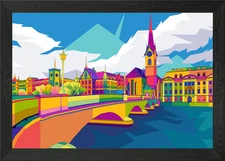Swiss Landmark Pop art Framed Wall Art Poster Canvas Print Picture