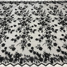 3D Floral Lace Fabric by Yard – Luxury Embroidered Bridal Mesh Material VT-35