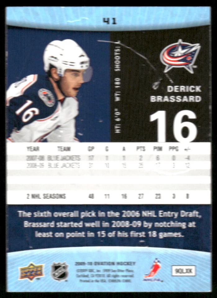 2009-10 Upper Deck Ovation - #41 Derick Brassard - Image 2 of 2