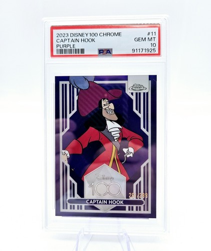 2023 Disney Topps Chrome Captain Hook #11 Peter Pan Purple 261/299 PSA 10