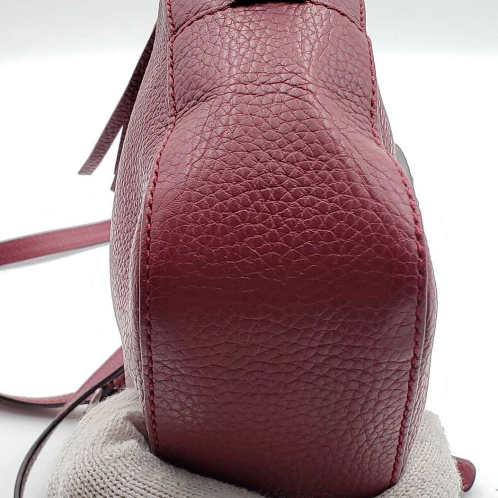 Authentic Gucci Soho Disco Studded Crossbody Bag Red Leather Small Camera Bag image 8