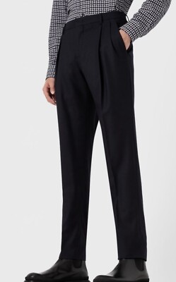 Giorgio Armani Italy Men's Black Flat Front Trousers Pants. NWT