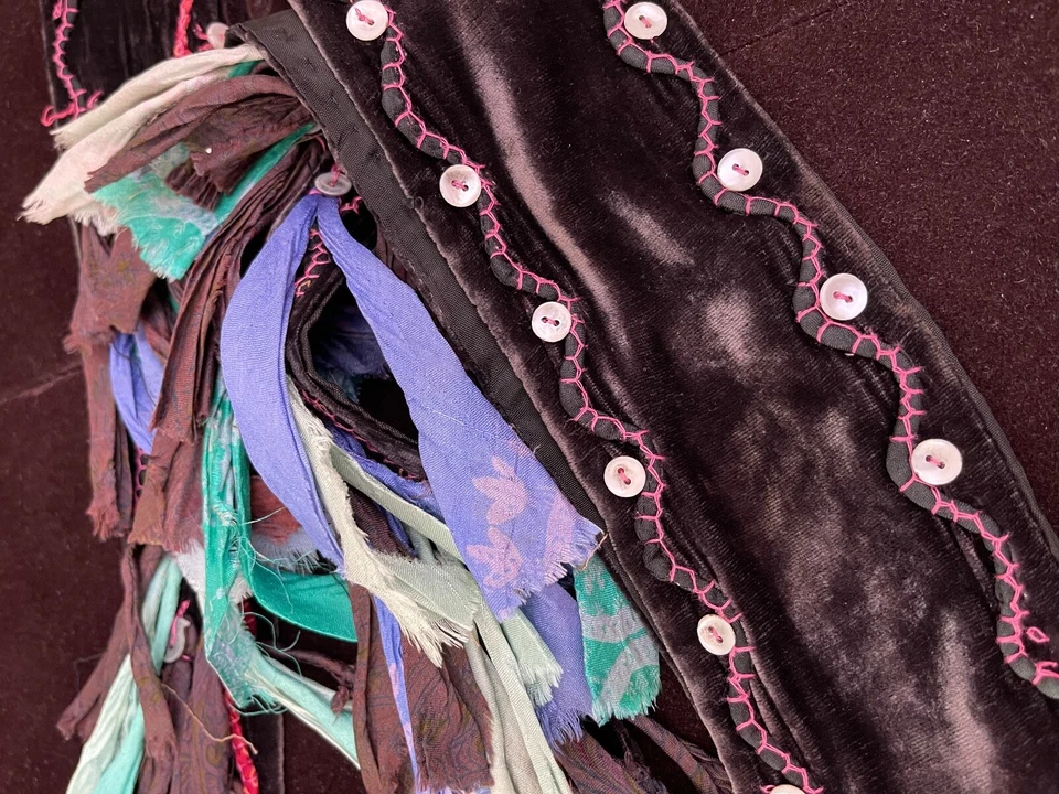 Chan Luu Long Boho Scarf Velvet with Silk Shreds YY827 - Image 3 of 4