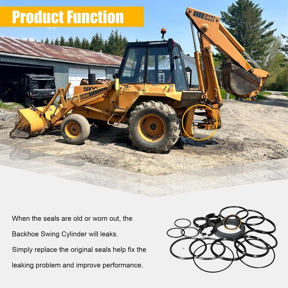 Rebuild Repair Seal Kit for Case 580CK Model 33 Backhoe Swing Cylinder