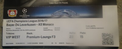 Ticket / Eintrittskarte   16/17    CL   Bayer Leverkusen - AS Monaco