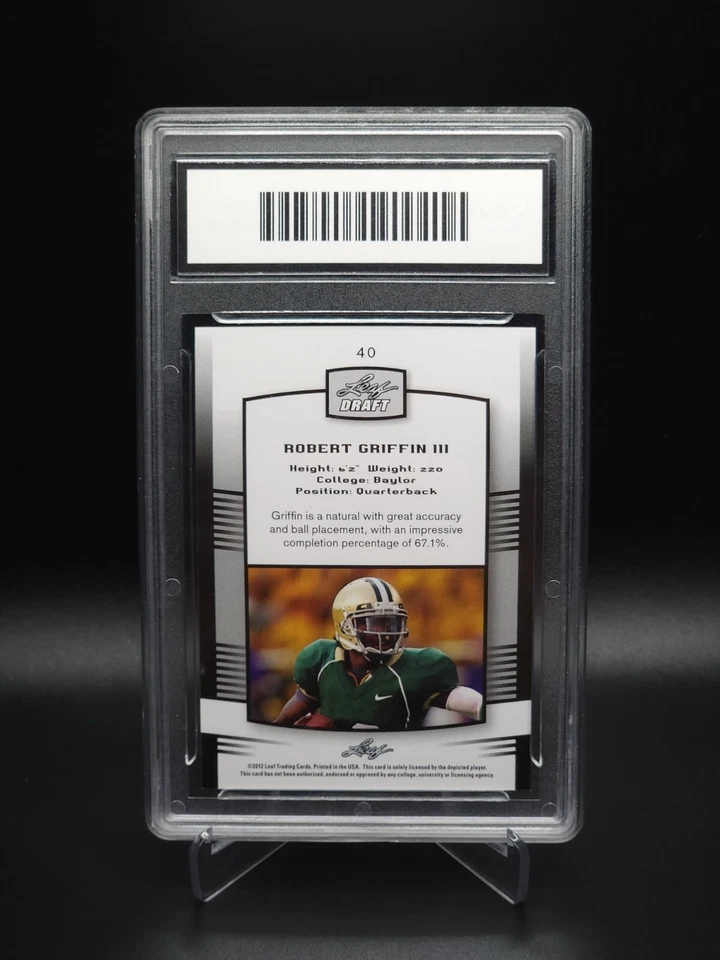 Robert Griffin III 2012 Leaf Draft Rookie Baylor University #40 Gem GMA 10 Foto 3 de 3