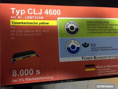 LBM-Master XXL Toner Yellow/Gelb, wie HP C9722A, 641A für 4600/4650 für 8.000 S.