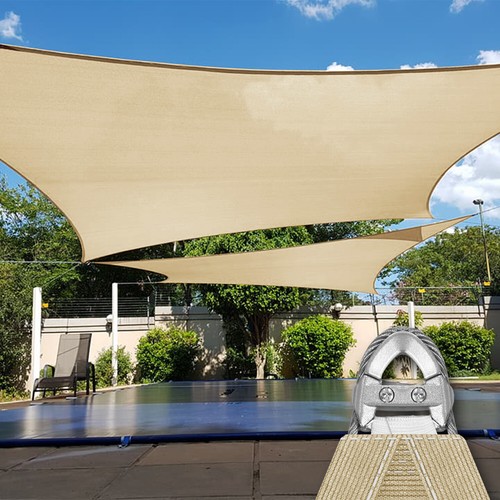 18ft Outdoor Rectangle Shade Sail with A-Ring Patio Garden Pool Sun Canopy Cover - Picture 31 of 42