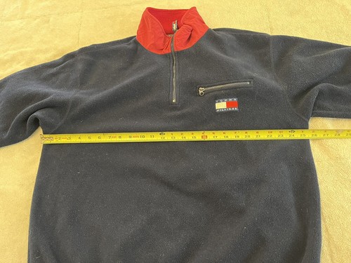Tommy Hilfiger Spell Out blau rot Fleece Pullover Jacke Herren Medium - Bild 5 von 10