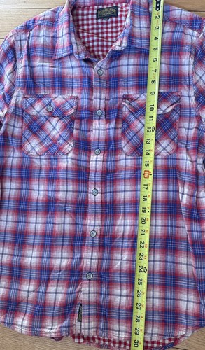 True Religion Women’s Red Plaid Long Sleeve Button Up Size 3XL - Picture 4 of 7