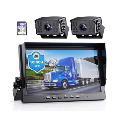 eRapta HD 1080p Backup Camera System Kit,10-inch Reversing Monitor with Quad ...