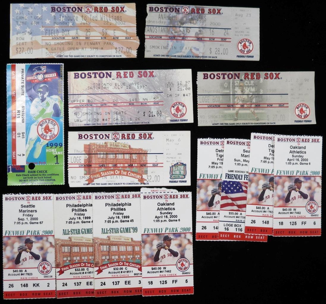 (13) Boston Red Sox Baseball Ticket Stubs Ted Williams Tribute eBay