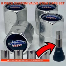 Yenko Black on Chrome Metal Tire Valve Stem Caps Camaro chevelle Vega nova