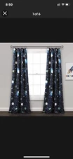 Universe Room Darkening Window Curtain Panels Navy 52X84 Set