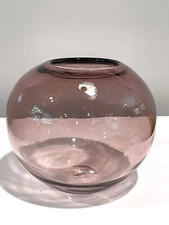Blenko Glass 862 Dusty Rose Globe Vase By Don Shepherd w Original Label